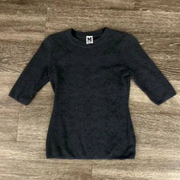 Vintage M Missoni Black Jacquard Knit Top Women’s XS IT 38 Early 2000s Y2K - Picture 1 of 6